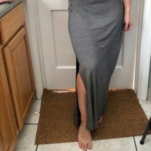 Black and White Striped Maxi Skirt